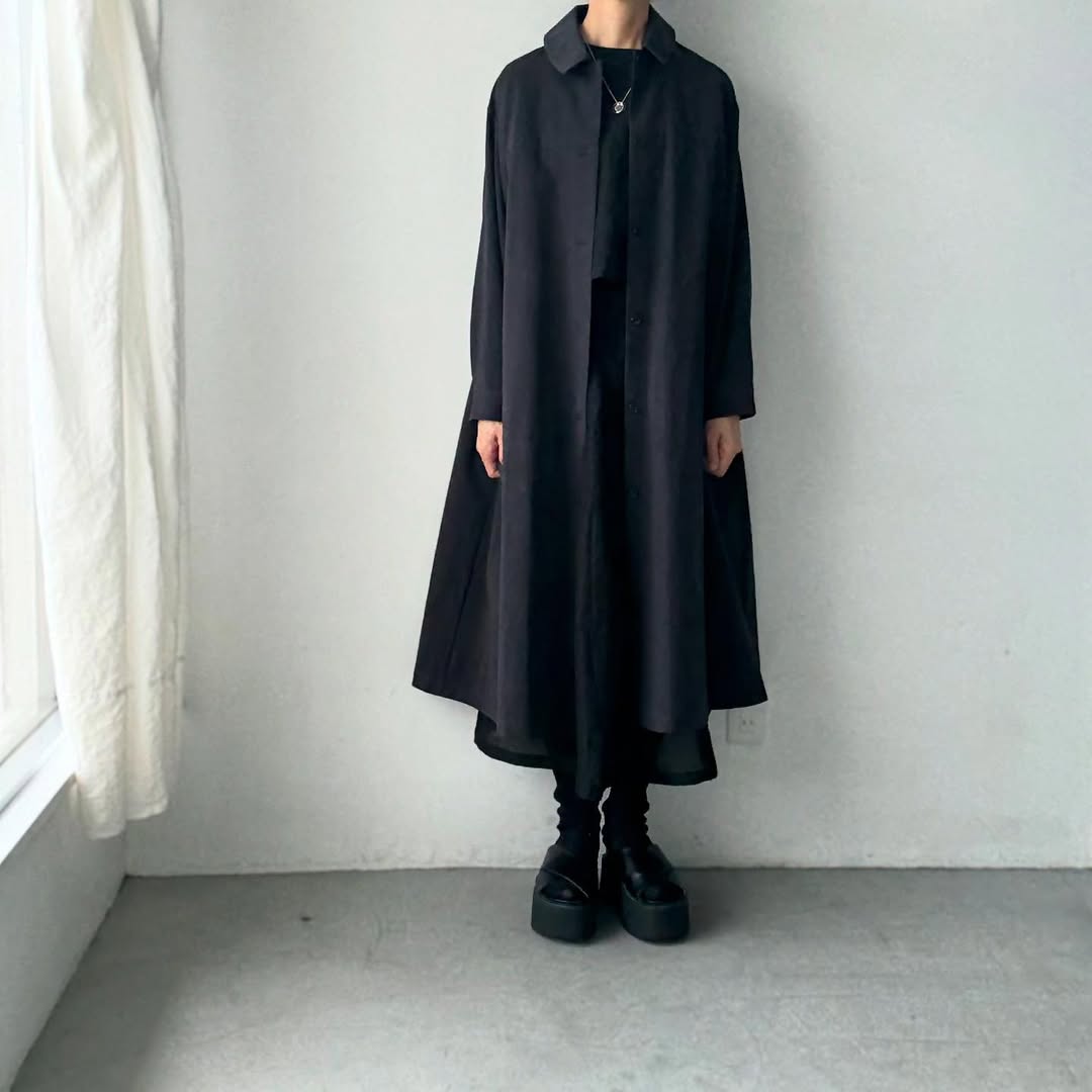 atelier d'antan Girardコットンコートワンピース ダークグレー