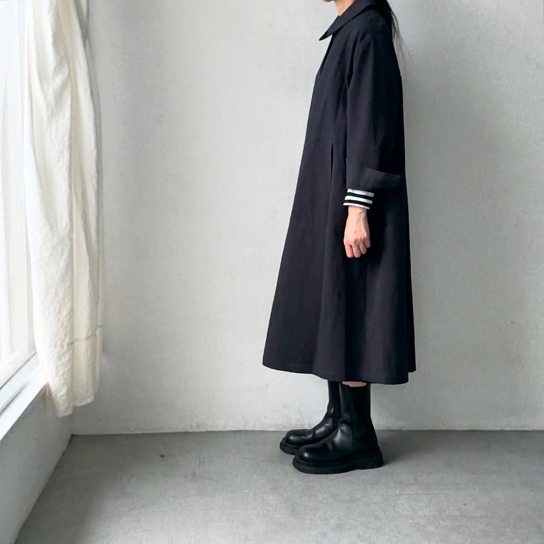 atelier d'antan Girardコットンコートワンピース ダークグレー