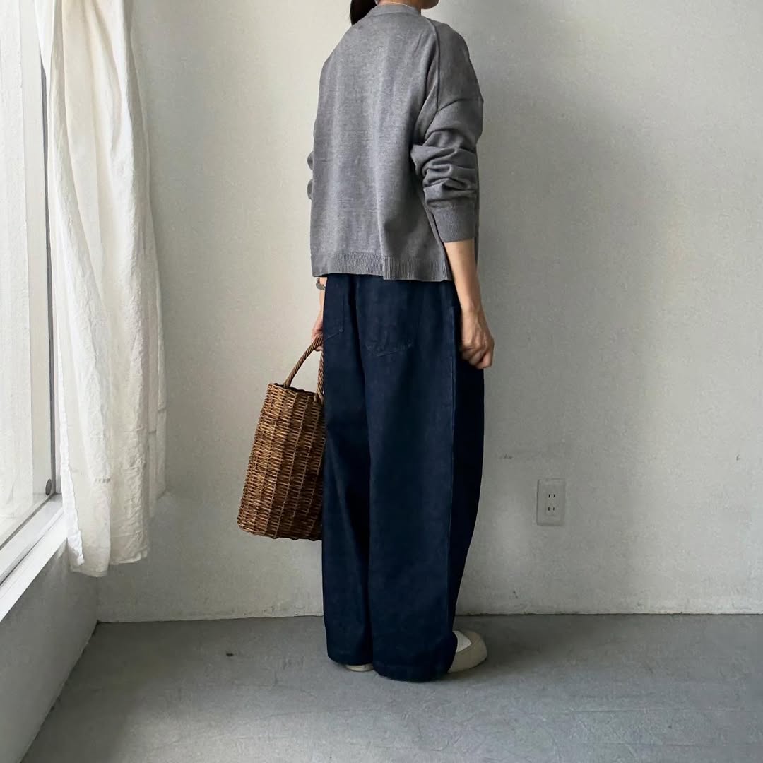 atelier naruse コットンウールニットカーディガン グレー