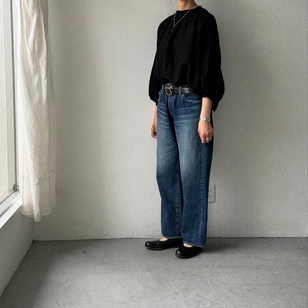 R&D.M.Co リネンヘンプスモックブラウス ブラック
