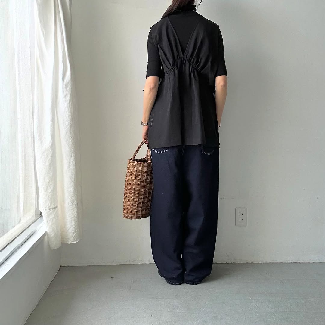 TENNE HANDCRAFTED MODERN コットンオーガンジー2wayショートドレス ブラック