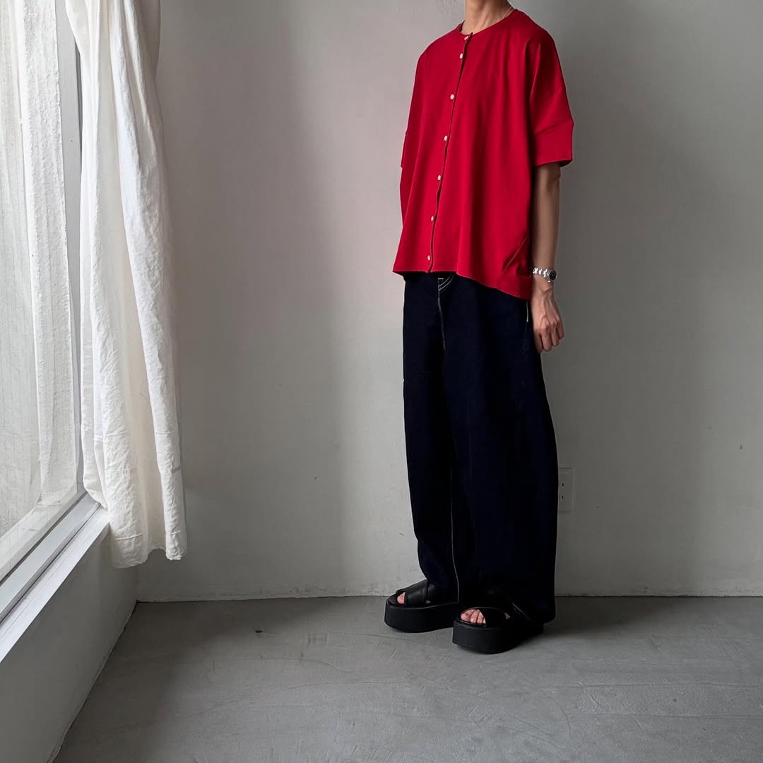Linenya Tシャツカーディガン レッド