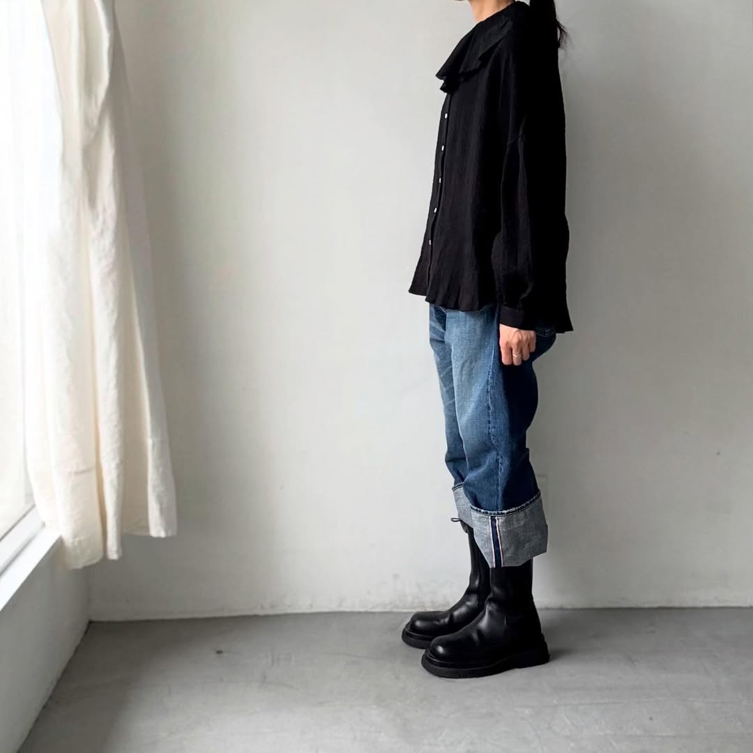 MAGALI ストライプリネンアンティークカラーブラウス
