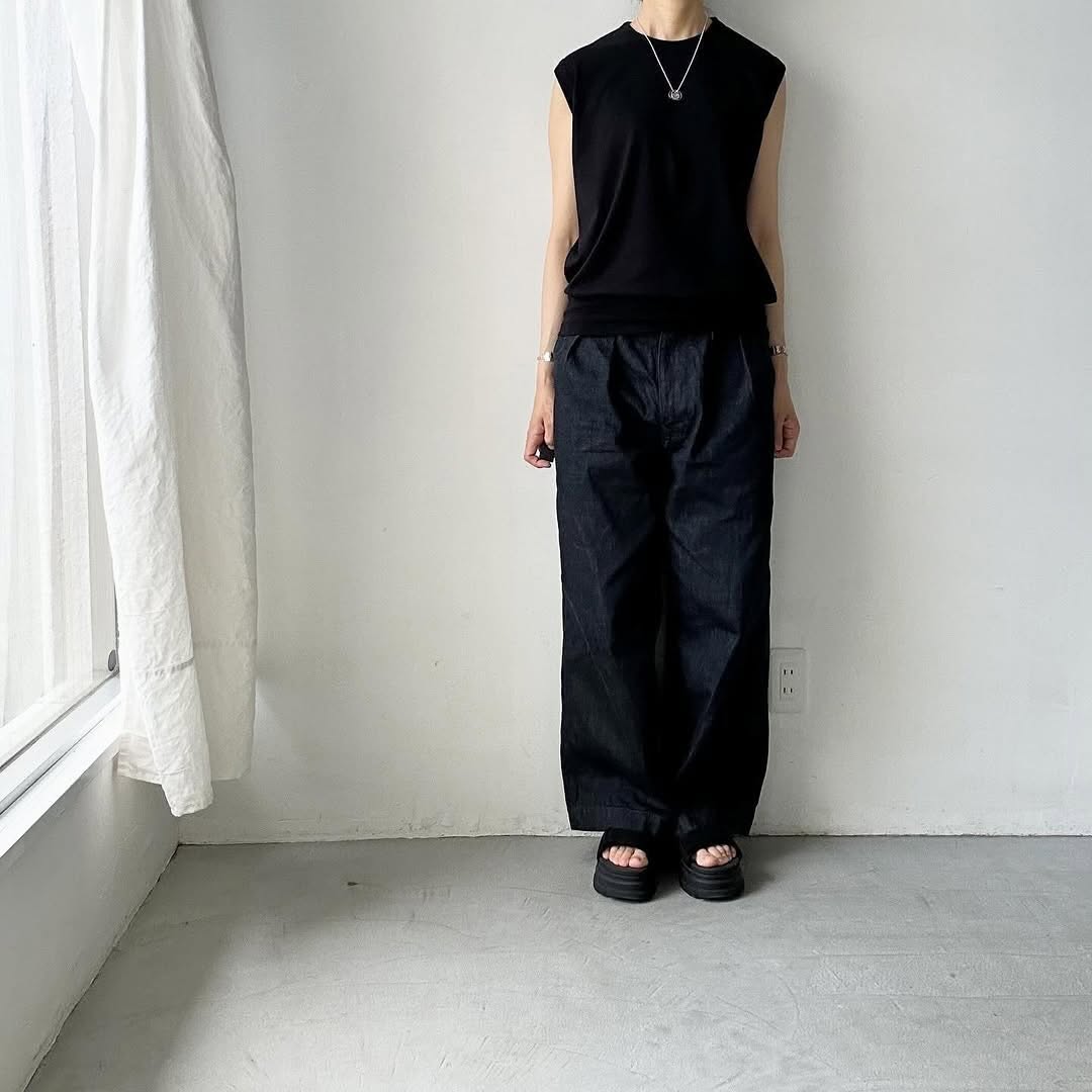 homspun 天竺ノースリーブプルオーバー ブラック