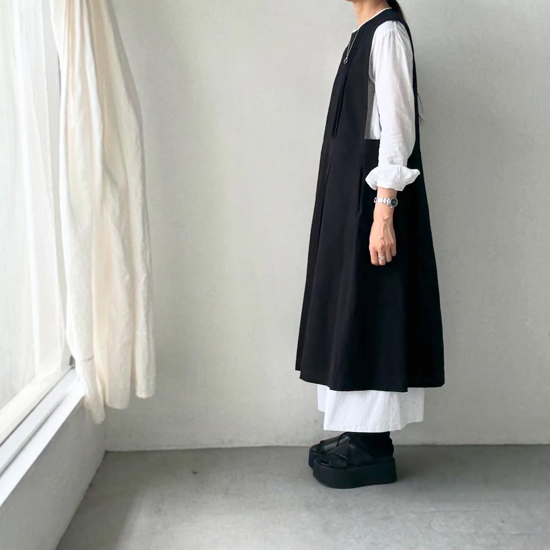 atelier d'antan kobell コットンエプロンドレス ブラック