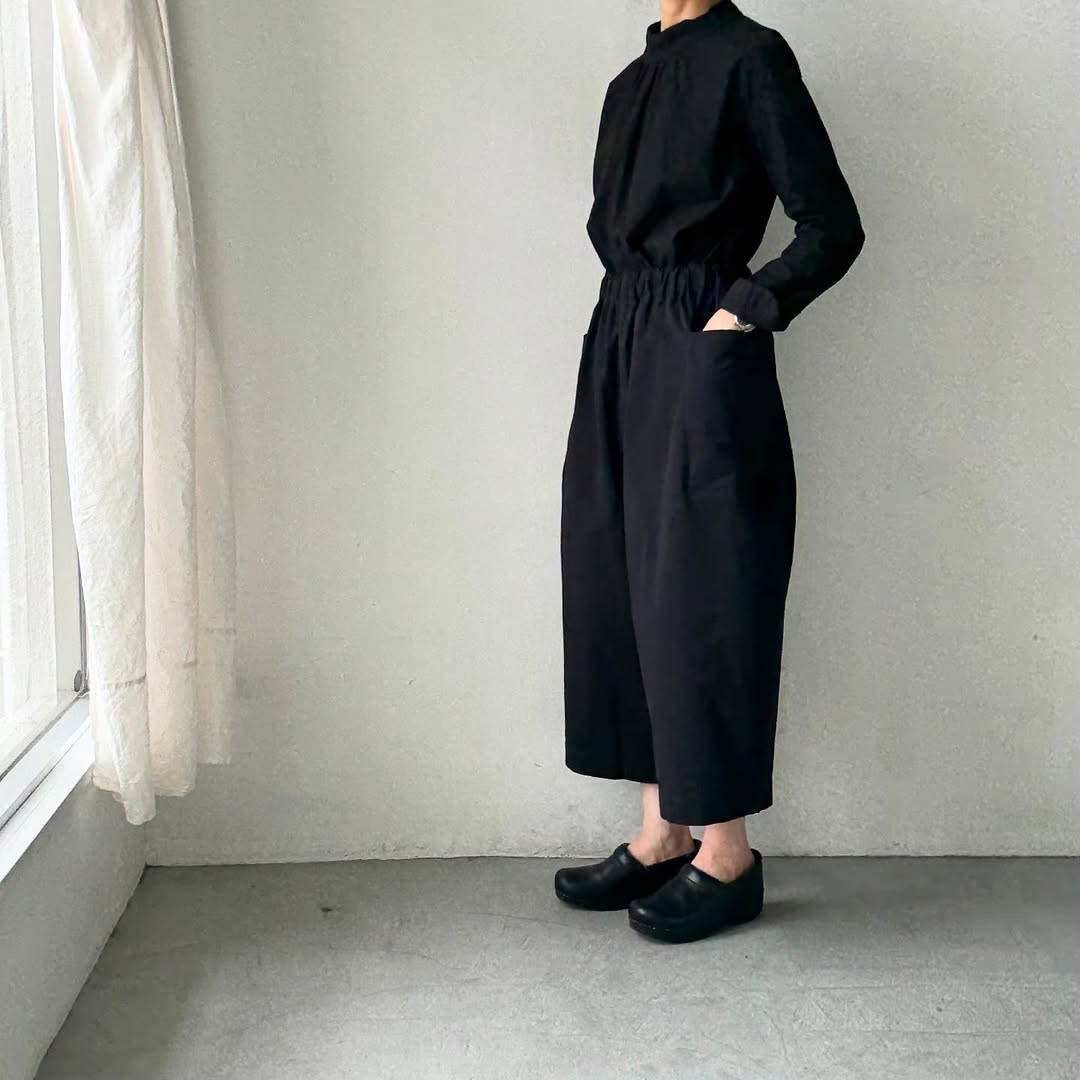 atelier d'antan Perriereコットンワイドパンツ ブラック