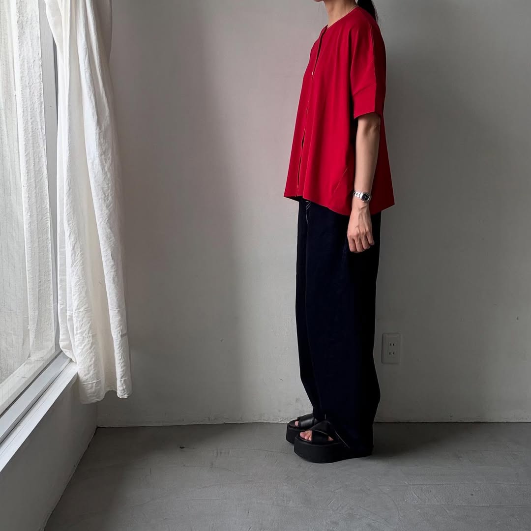 Linenya Tシャツカーディガン レッド