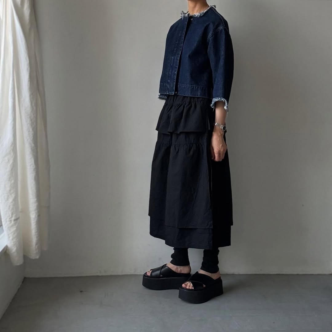 homspun ライトオンスシャンブレーティアードスカート