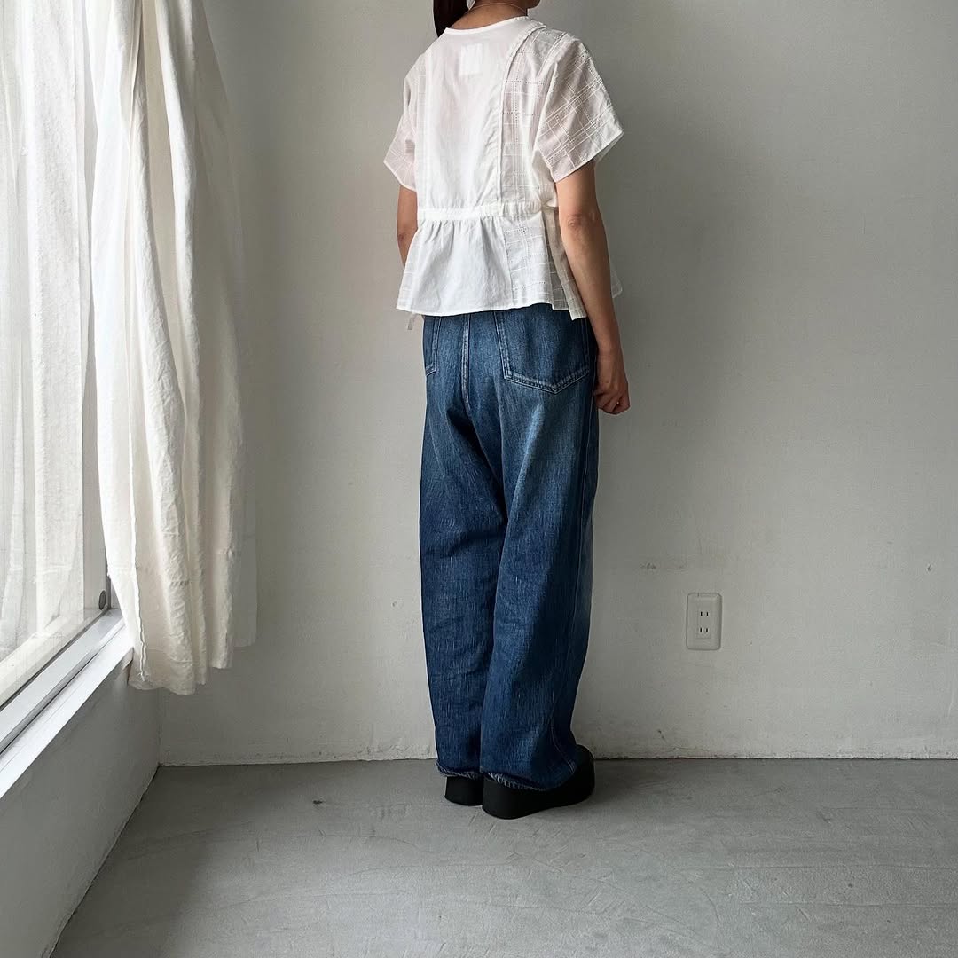 MAGALI ガーメントダイコットンレースブラウス ホワイト