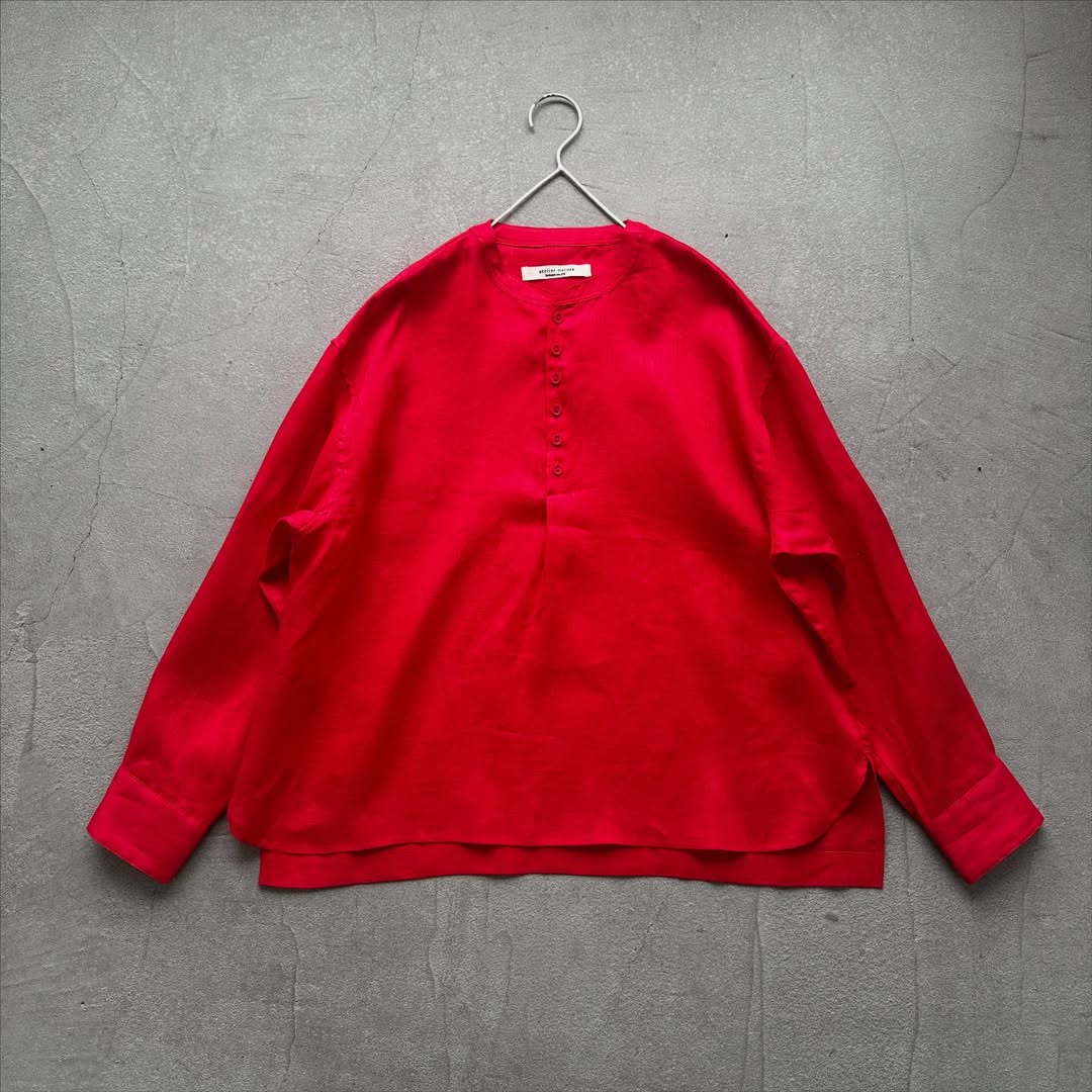 atelier naruse リネンスモックブラウス レッド