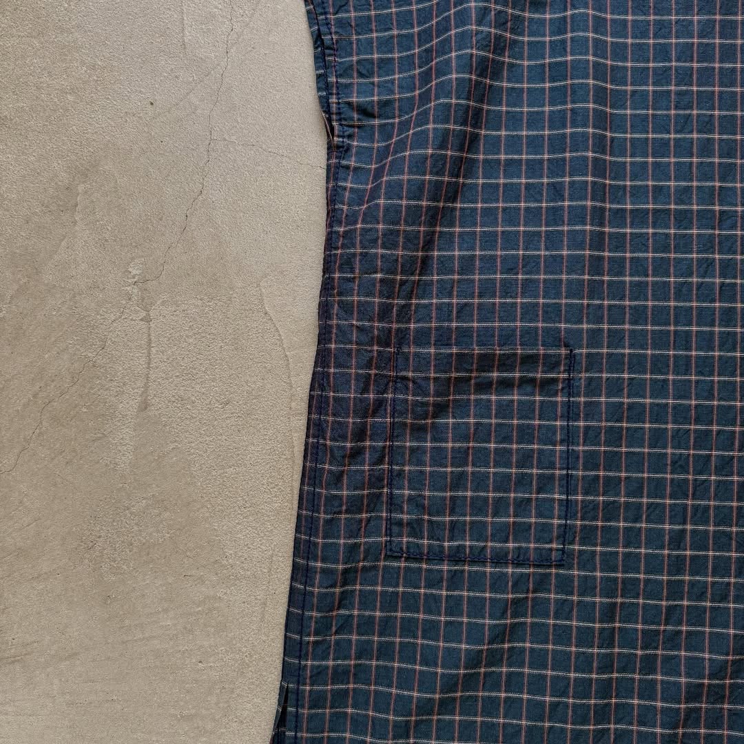 homspun コットンリネンチェックワンピース ネイビーチェック