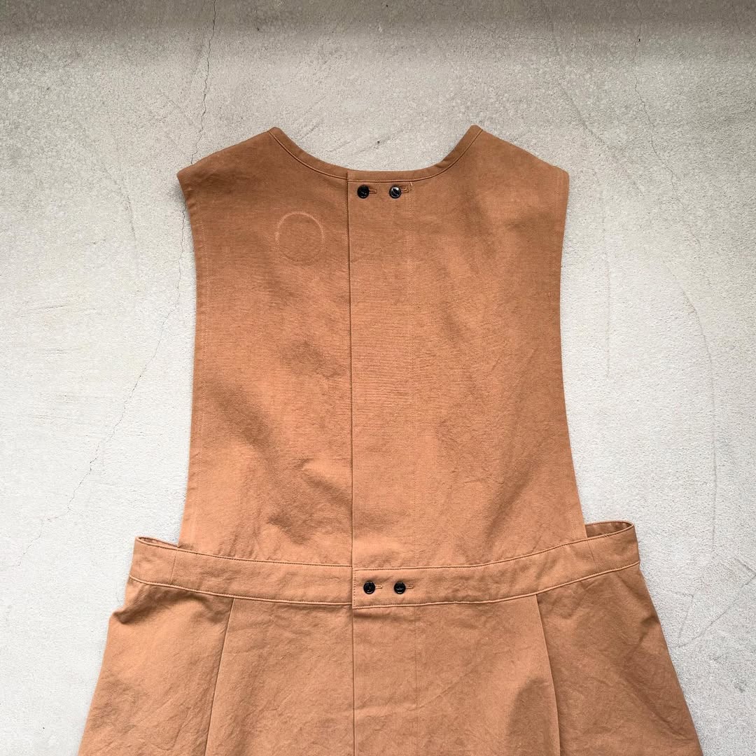 atelier d'antan kobell コットンエプロンドレス カーキ