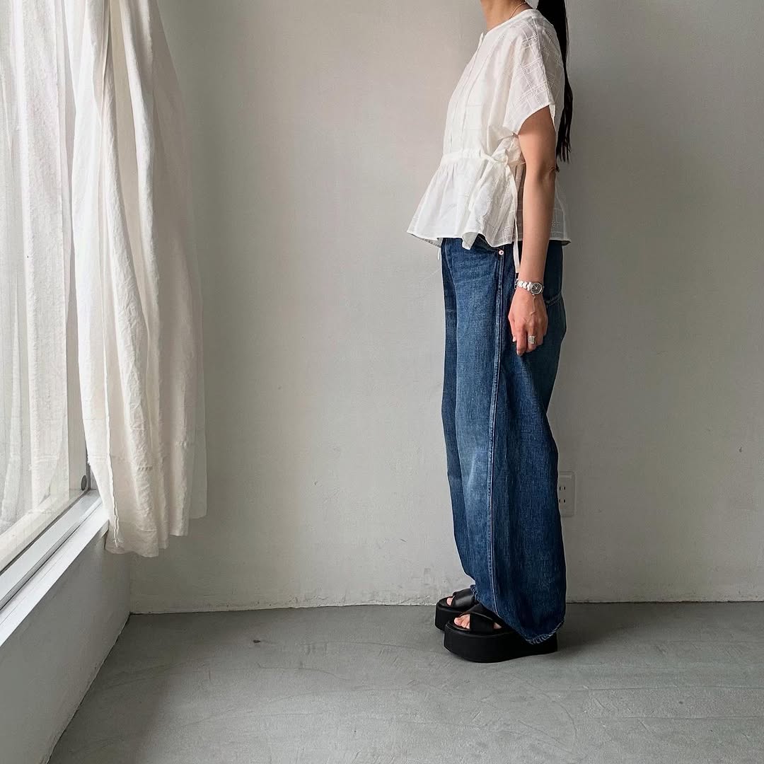 MAGALI ガーメントダイコットンレースブラウス ホワイト
