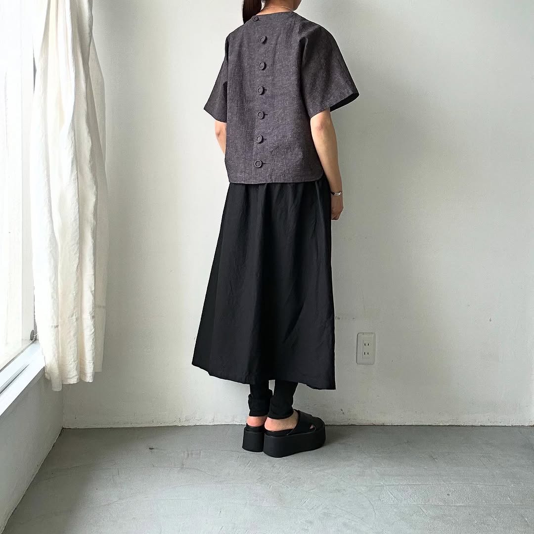 atelier naruse チューリップコットンリネンスモックブラウス
