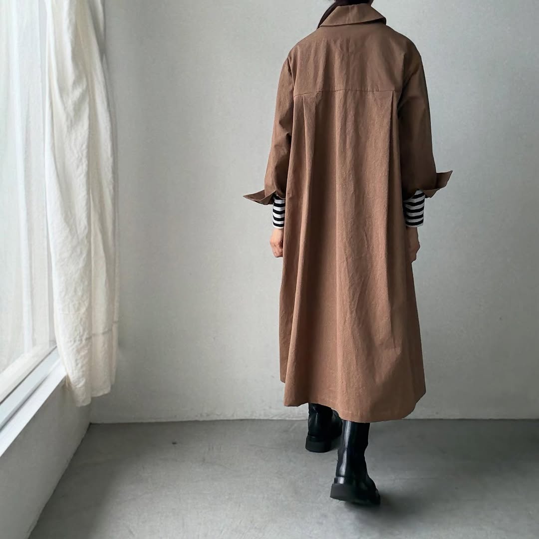 atelier d'antan Girardコットンコートワンピース カーキ