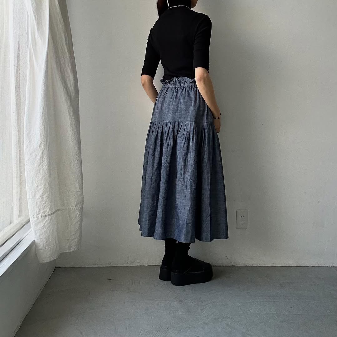 MAGALI インディゴコットンティアードスカート
