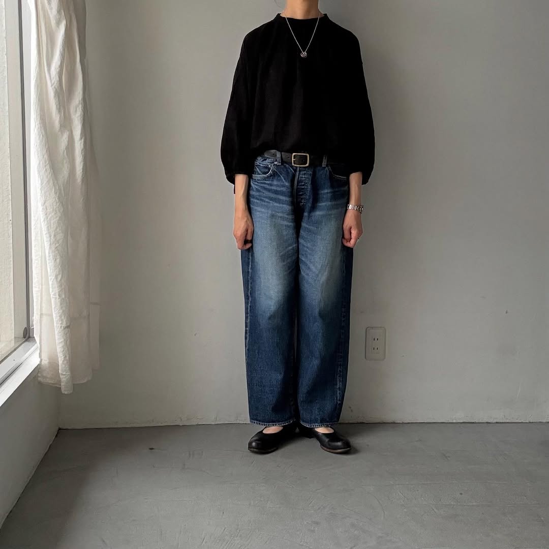 R&D.M.Co リネンヘンプスモックブラウス ブラック