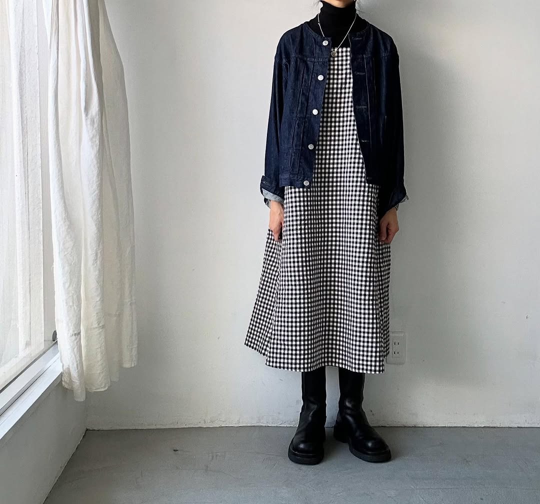 atelier d'antan Coudresギンガムコットンドレス