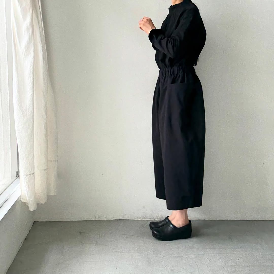 atelier d'antan Perriereコットンワイドパンツ ブラック