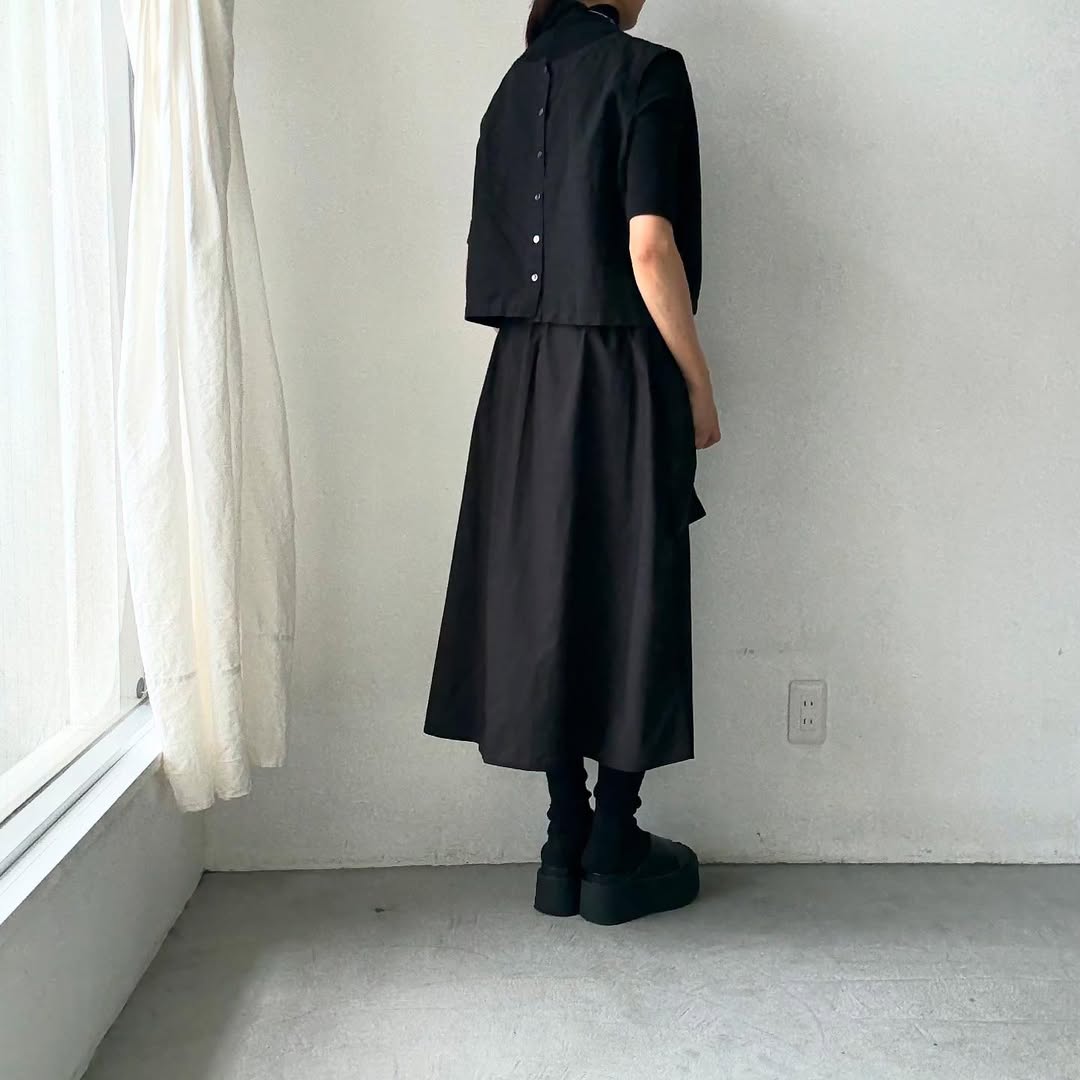 R&D.M.Co ガーメントダイタイプライターポケットスカート ブラックS