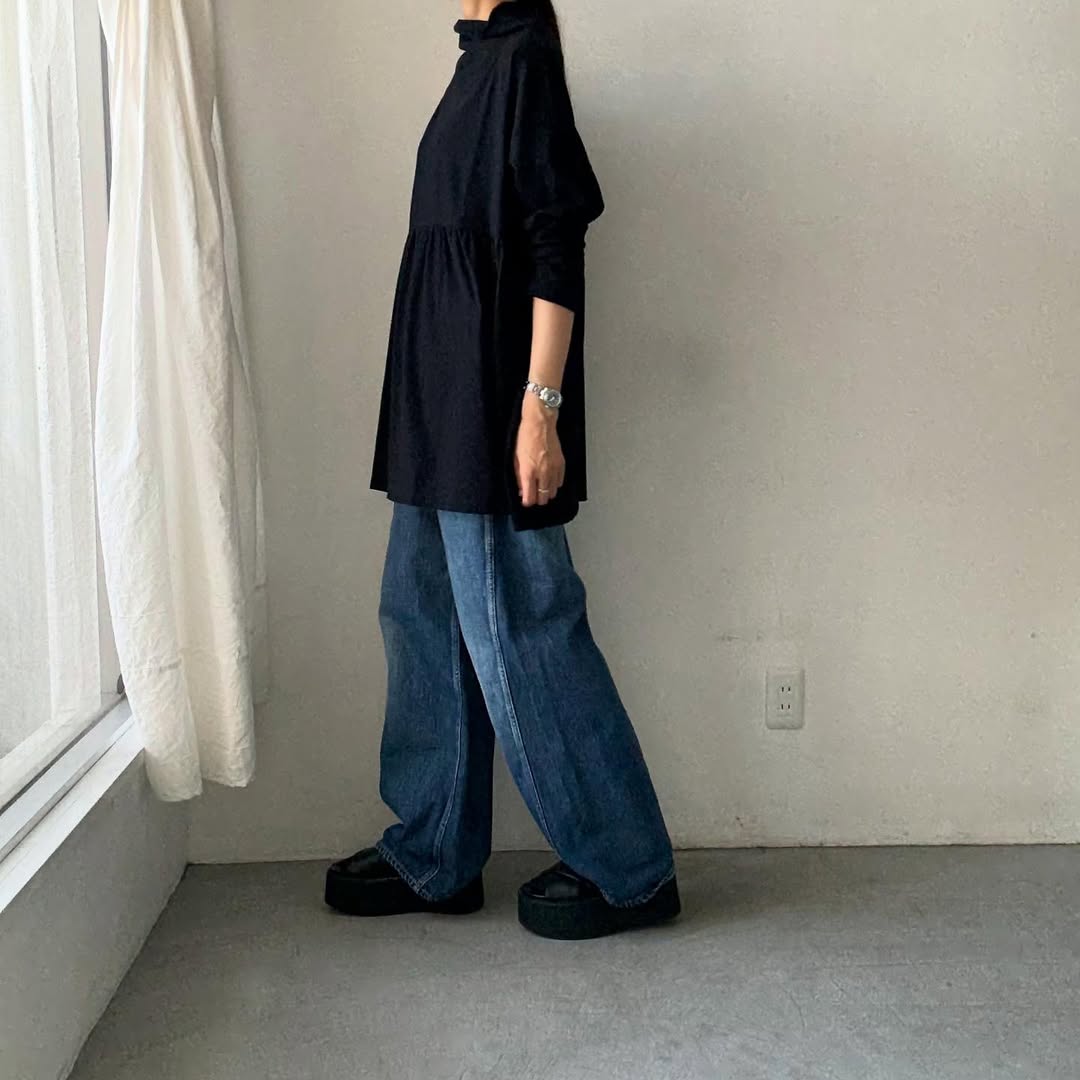 homspun 天竺ハイネックギャザープルオーバー