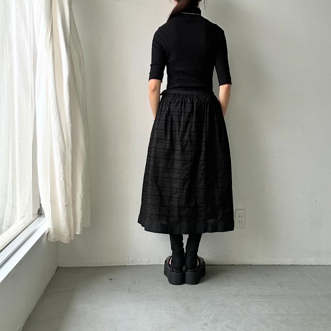 MAGALI ガーメントダイコットンレーススカート ブラック