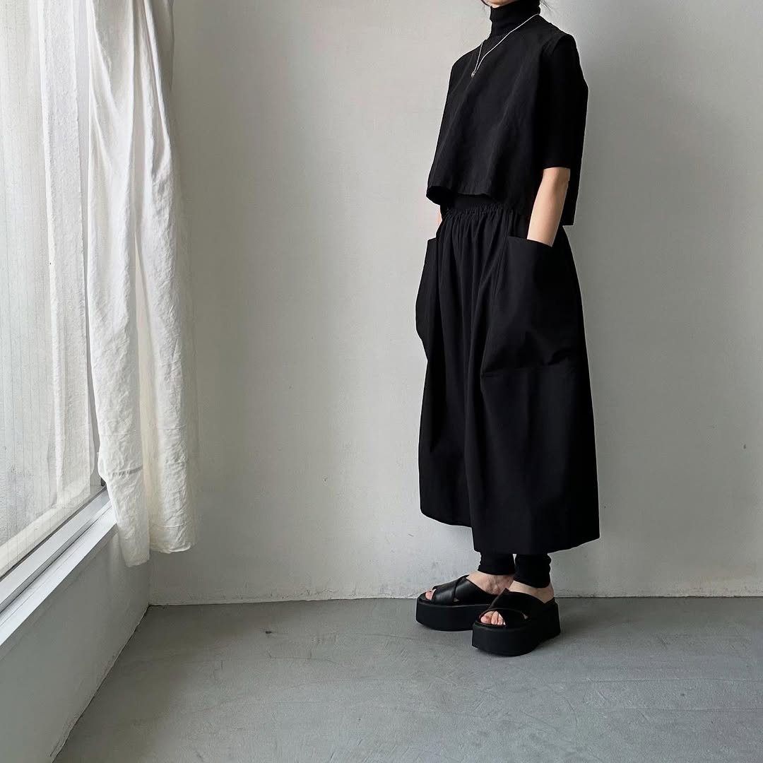 TENNE HANDCRAFTED MODERN ビッグポケットキュロット ブラック