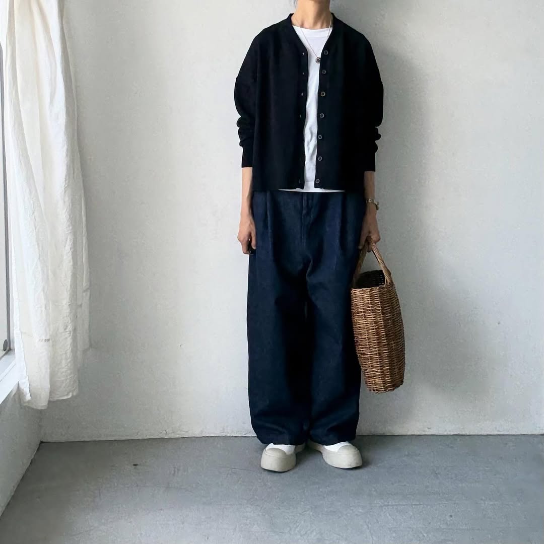 atelier naruse コットンウールニットカーディガン ブラック