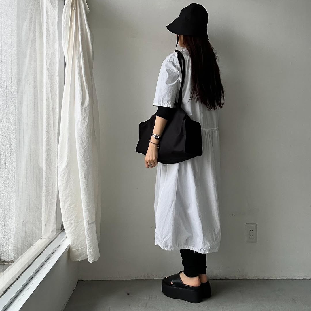 TENNE HANDCRAFTED MODERN ベンタイルコットンボストンバッグ ブラックS