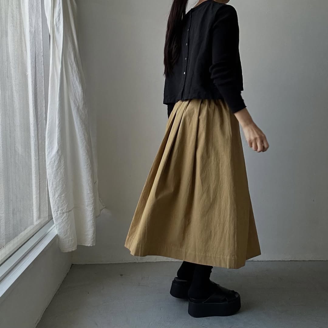 Linenya コットンタックスカート ベージュ