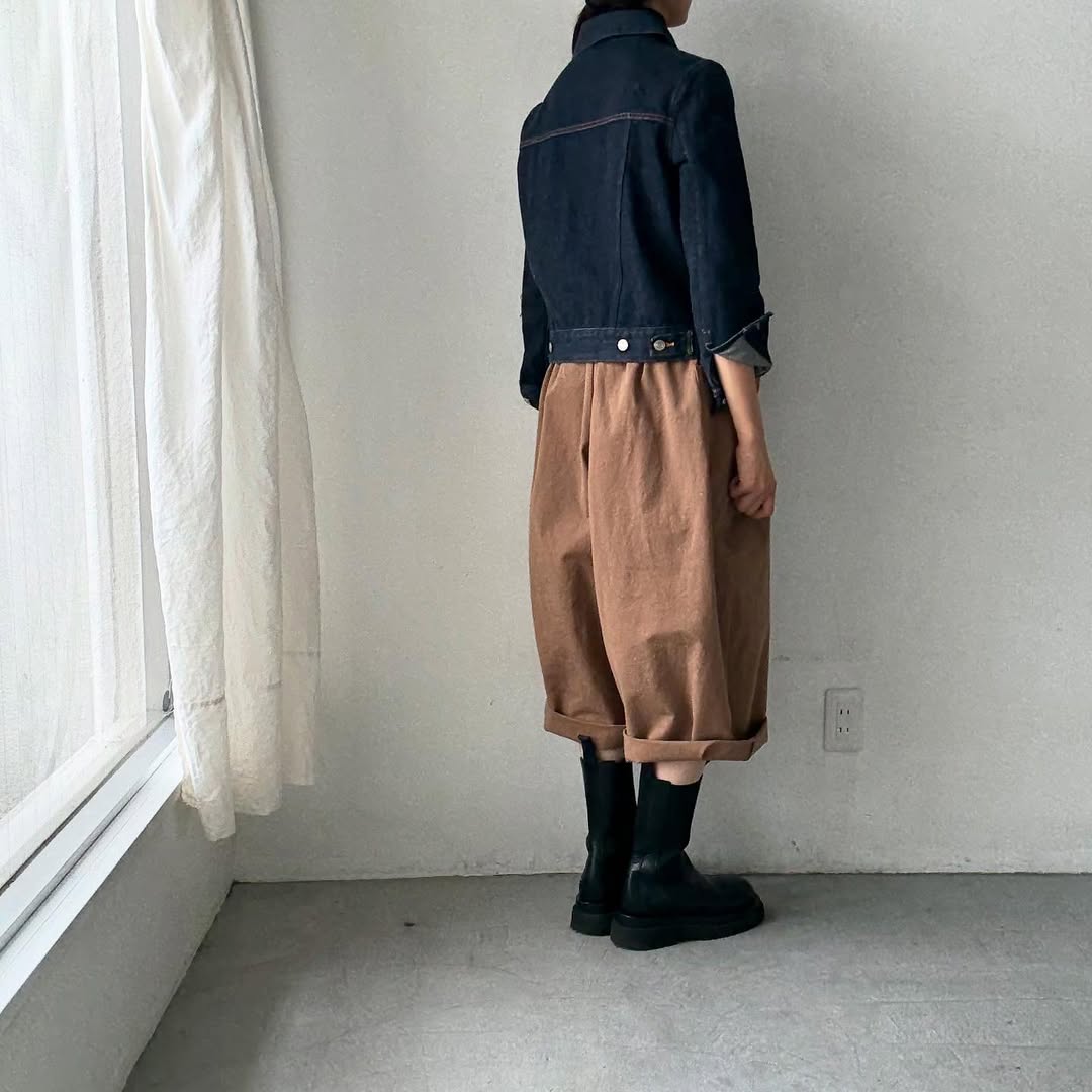 atelier d'antan Perriereコットンワイドパンツ カーキ