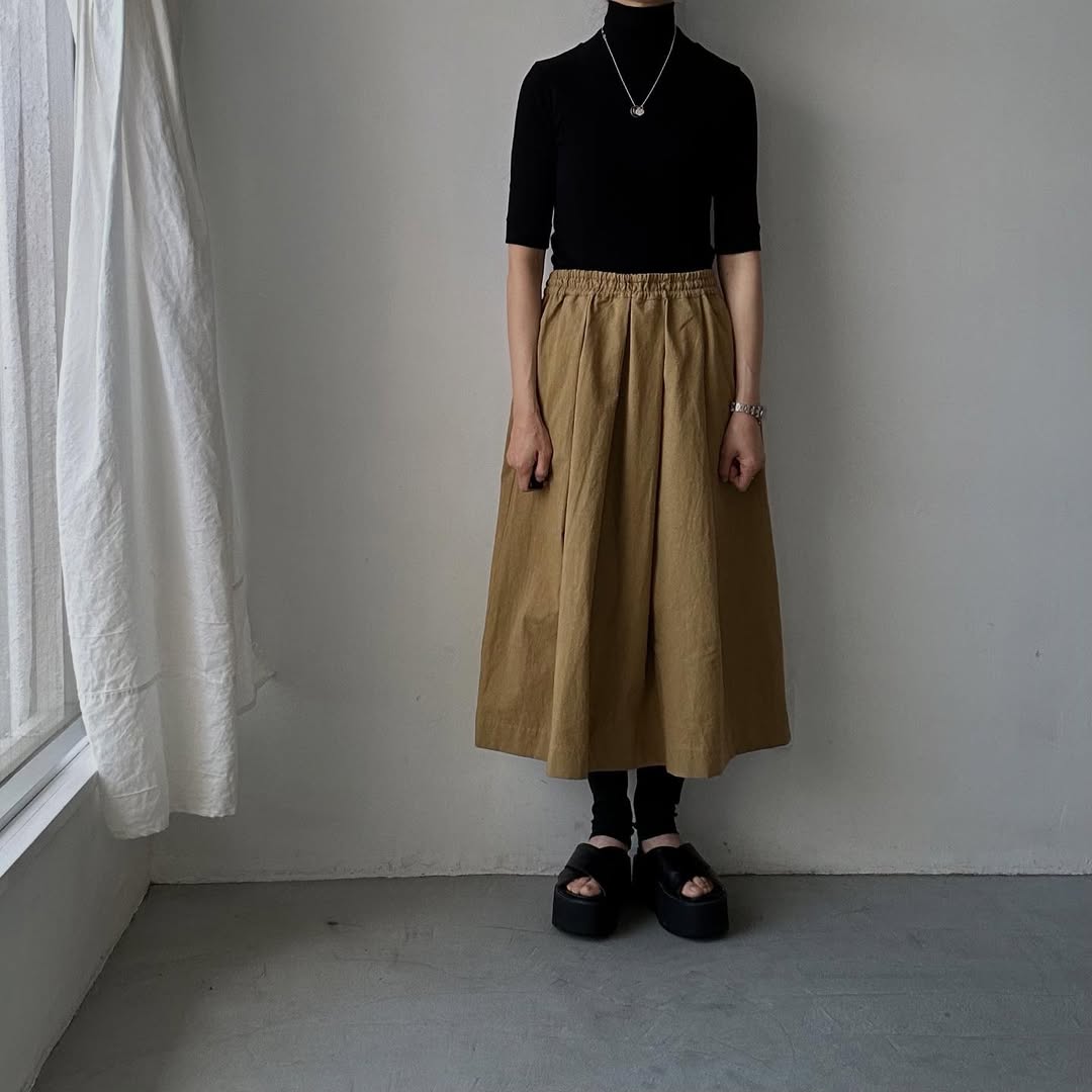 Linenya コットンタックスカート ベージュ