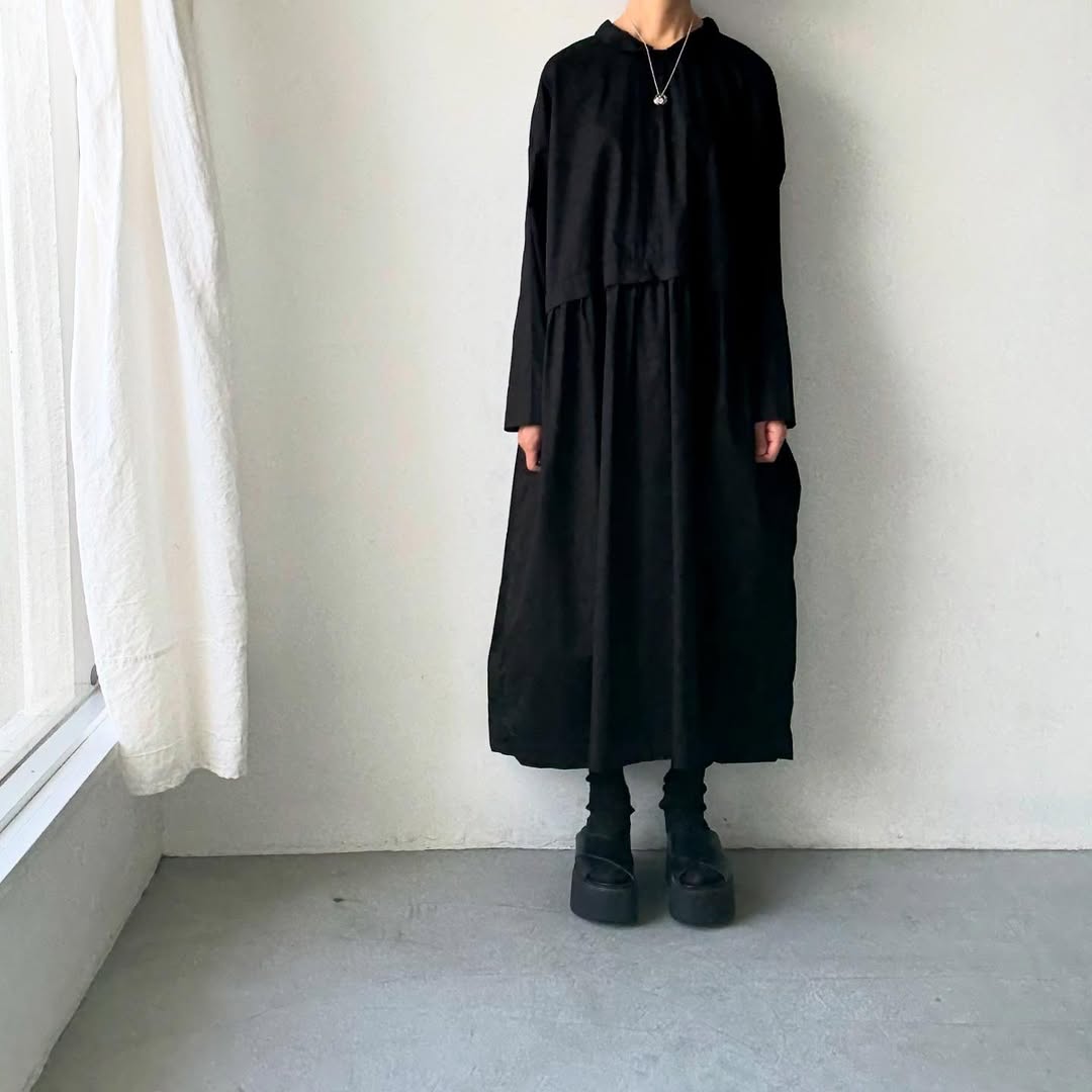 jujudhau コットンツイルプリンプドレス