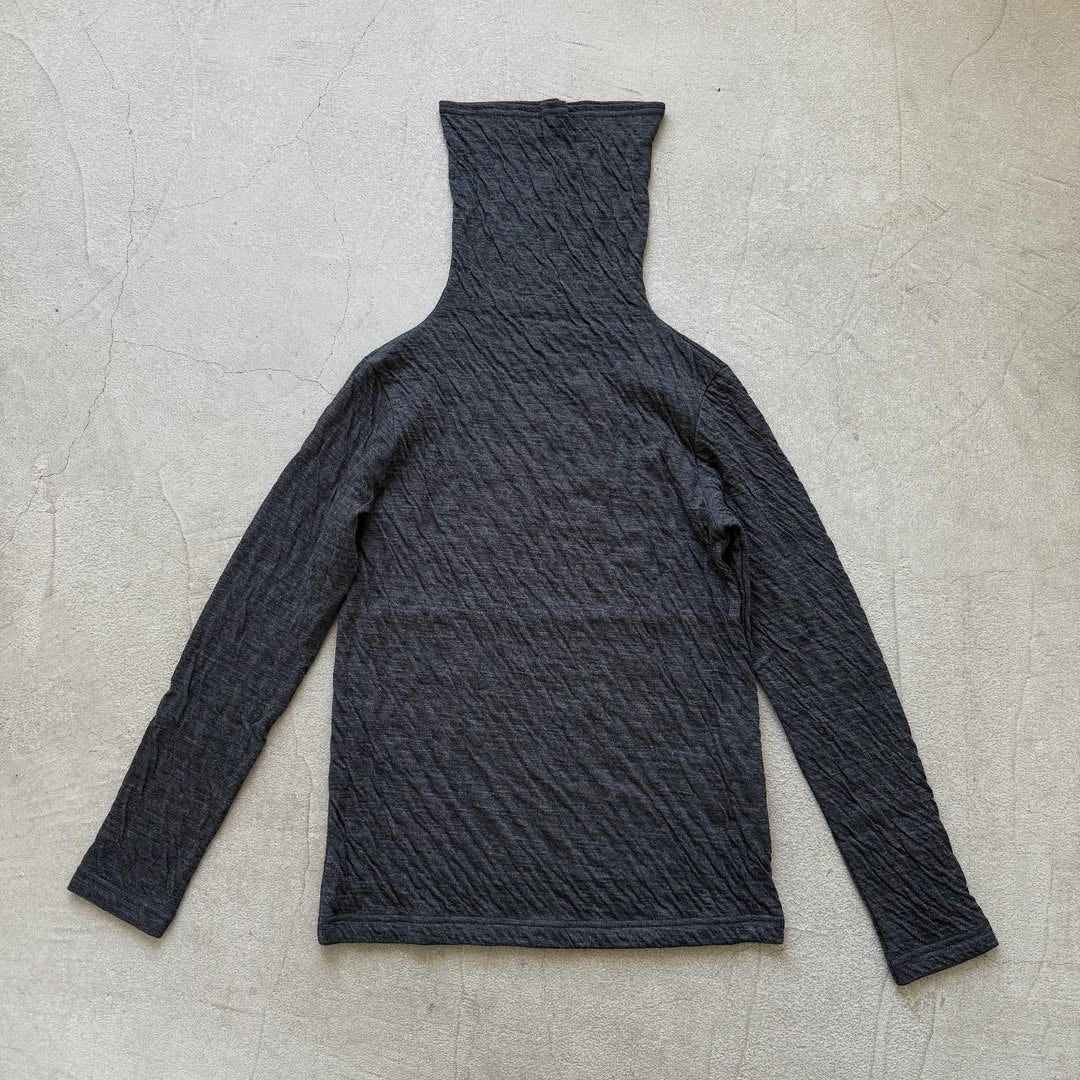 atelier naruse ウールコットンタートルネックカットソー 杢グレー