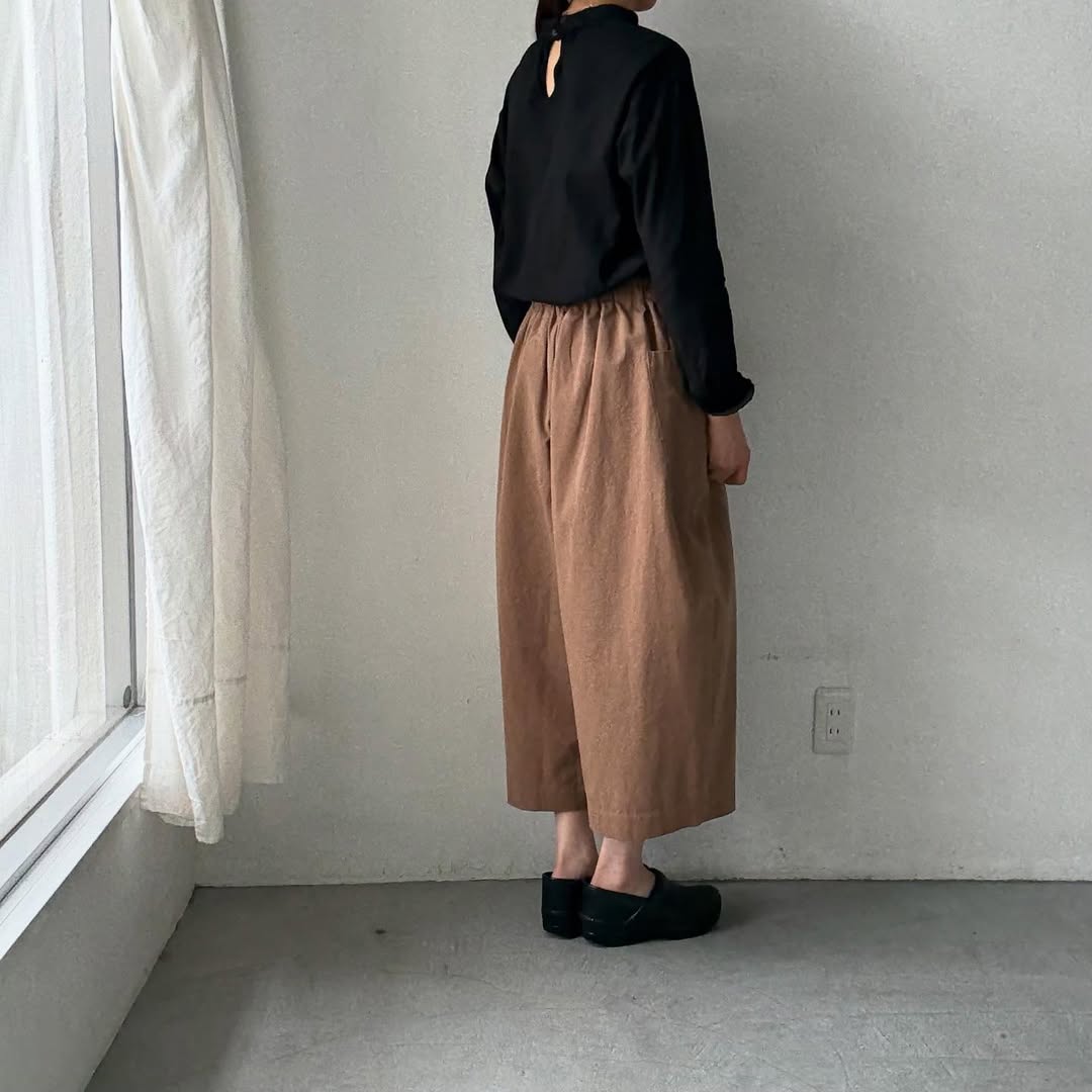 atelier d'antan Perriereコットンワイドパンツ カーキ