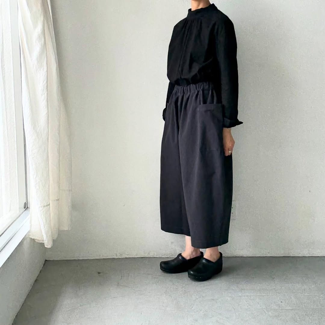 atelier d'antan Perriereコットンワイドパンツ ダークグレー