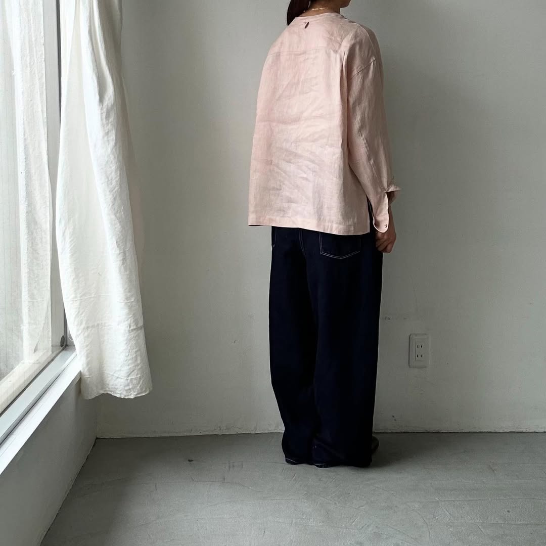atelier naruse リネンスモックブラウス ペールピンク