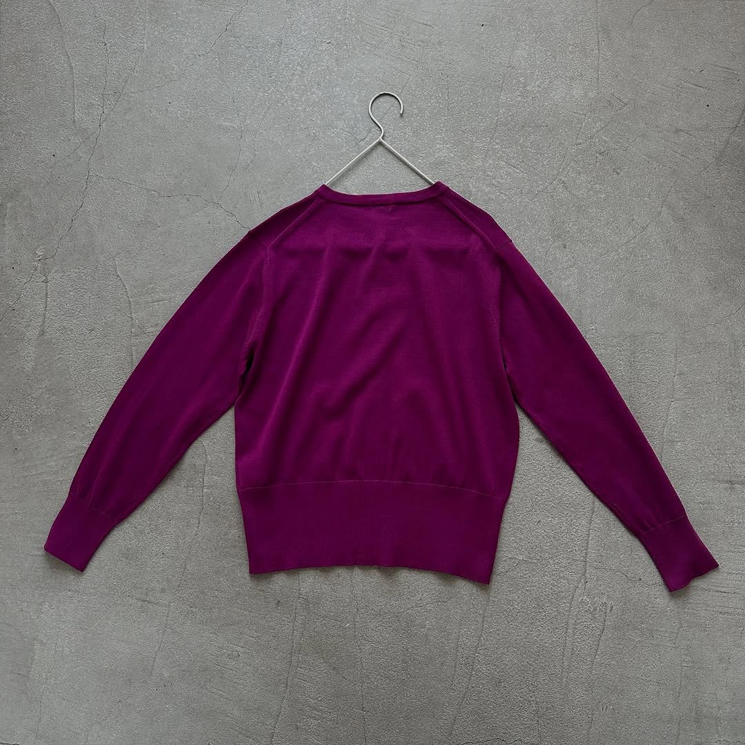 homspun ソフトコンパクトヤーン長袖ニットカーディガン パープル