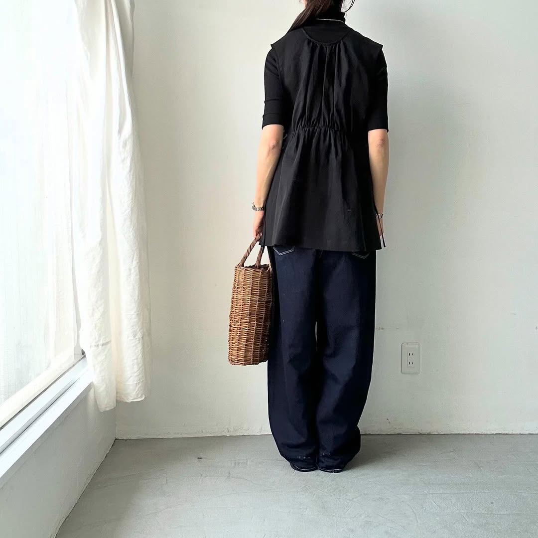 TENNE HANDCRAFTED MODERN コットンオーガンジー2wayショートドレス ブラック