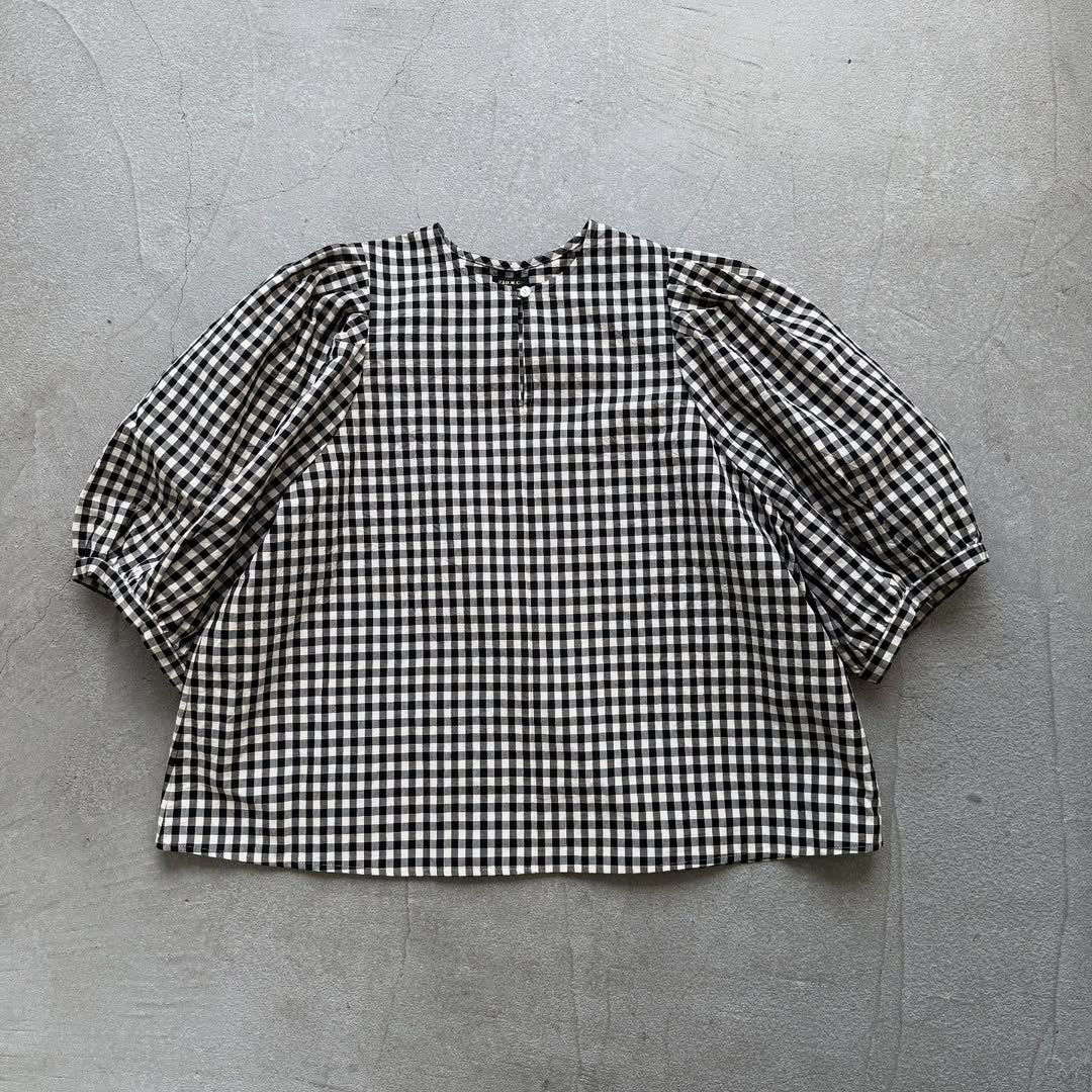 R&D.M.Co ギンガムチェックビッグバルーンスリーブブラウス