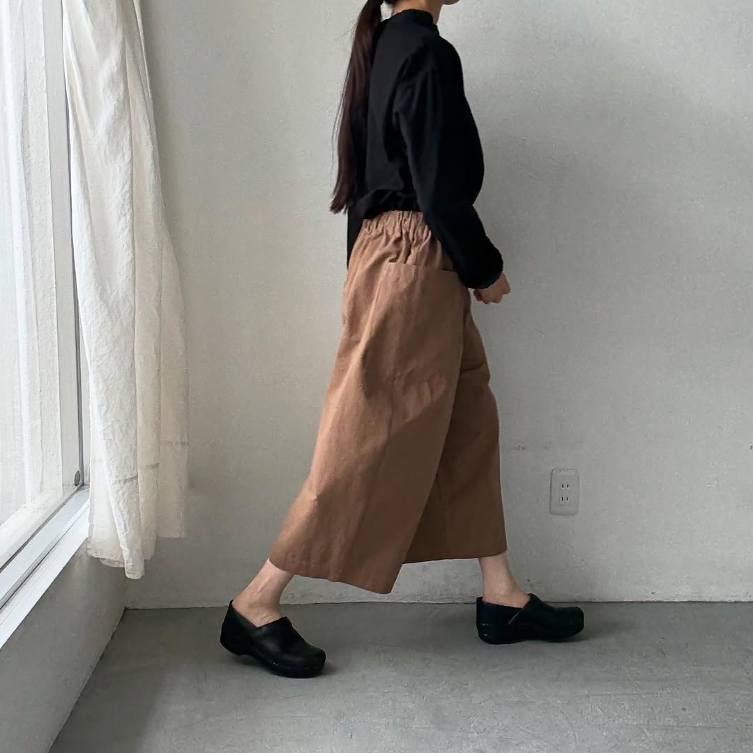 atelier d'antan Perriereコットンワイドパンツ カーキ