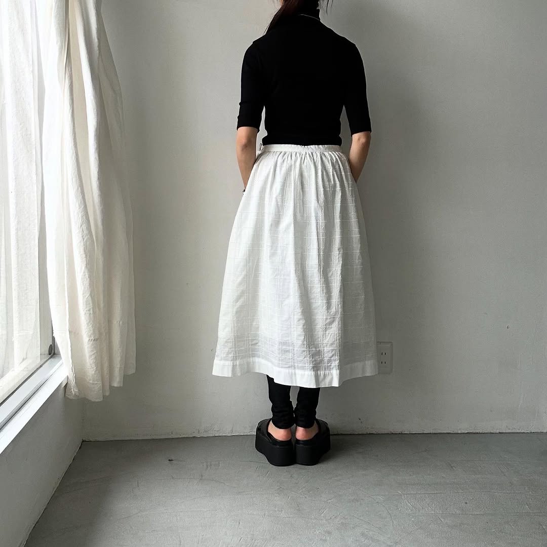 MAGALI ガーメントダイコットンレーススカート ホワイト