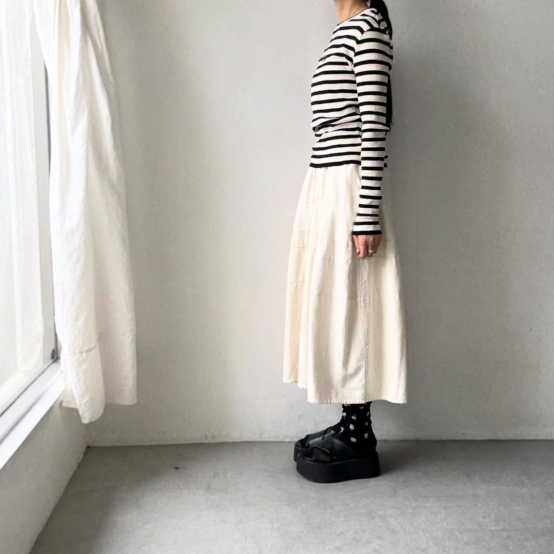 R&D.M.Co ボーダークルーネックリブニットソー