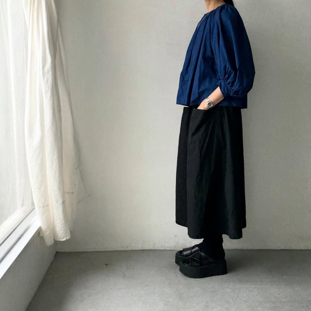 R&D.M.Co インディゴブルーギャザースモック
