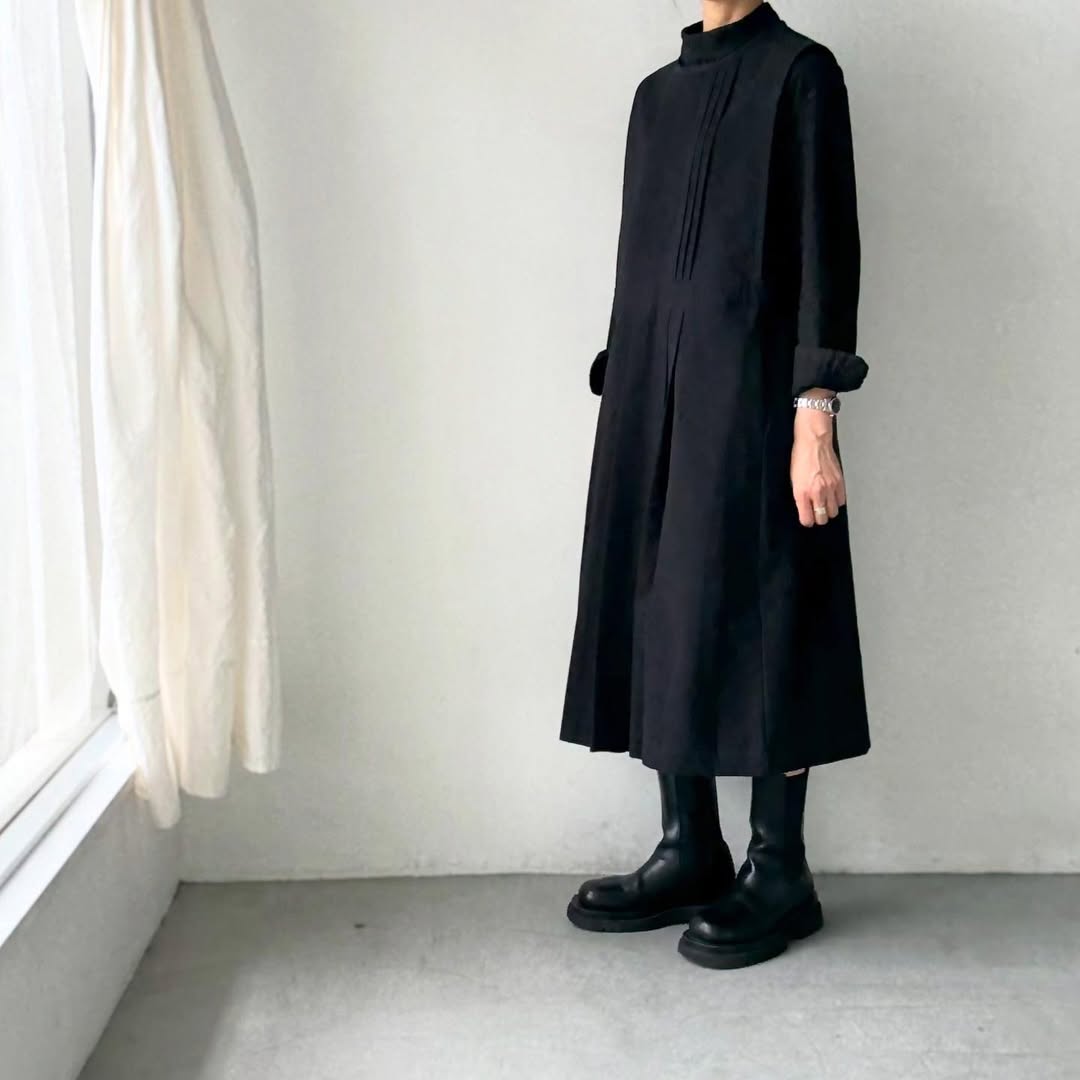 atelier d'antan kobell コットンエプロンドレス ブラック
