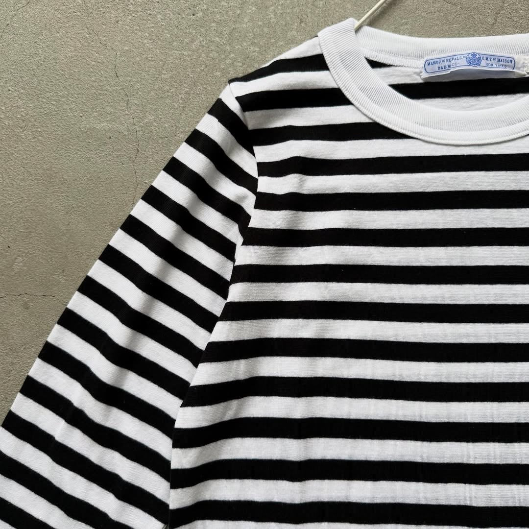 R&D.M.Co ガーゼボーダー長袖Tシャツ ブラック Mサイズ