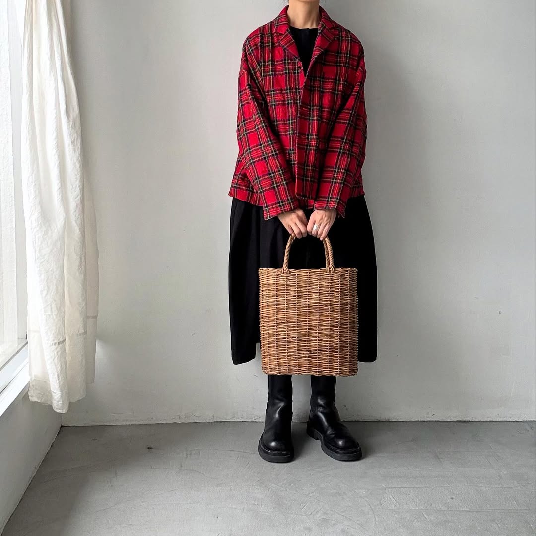 atelier naruse コットンウールシャツワンピース