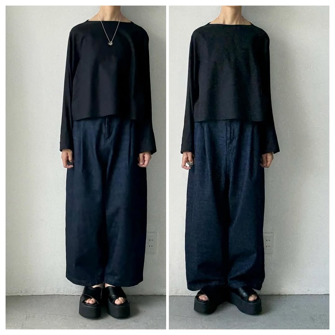 atelier naruse コットンデニムタックパンツ インディゴ