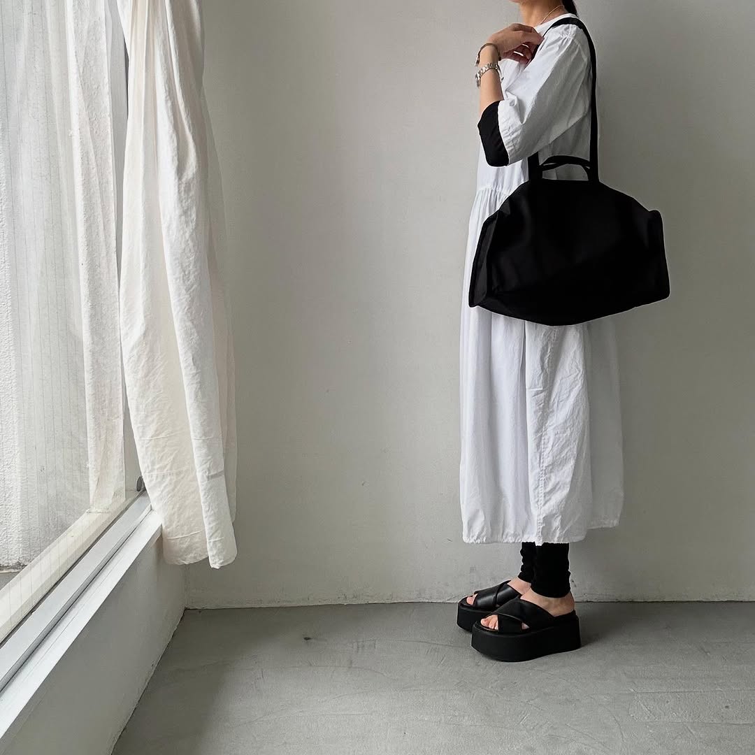 TENNE HANDCRAFTED MODERN ベンタイルコットンボストンバッグ ブラックS