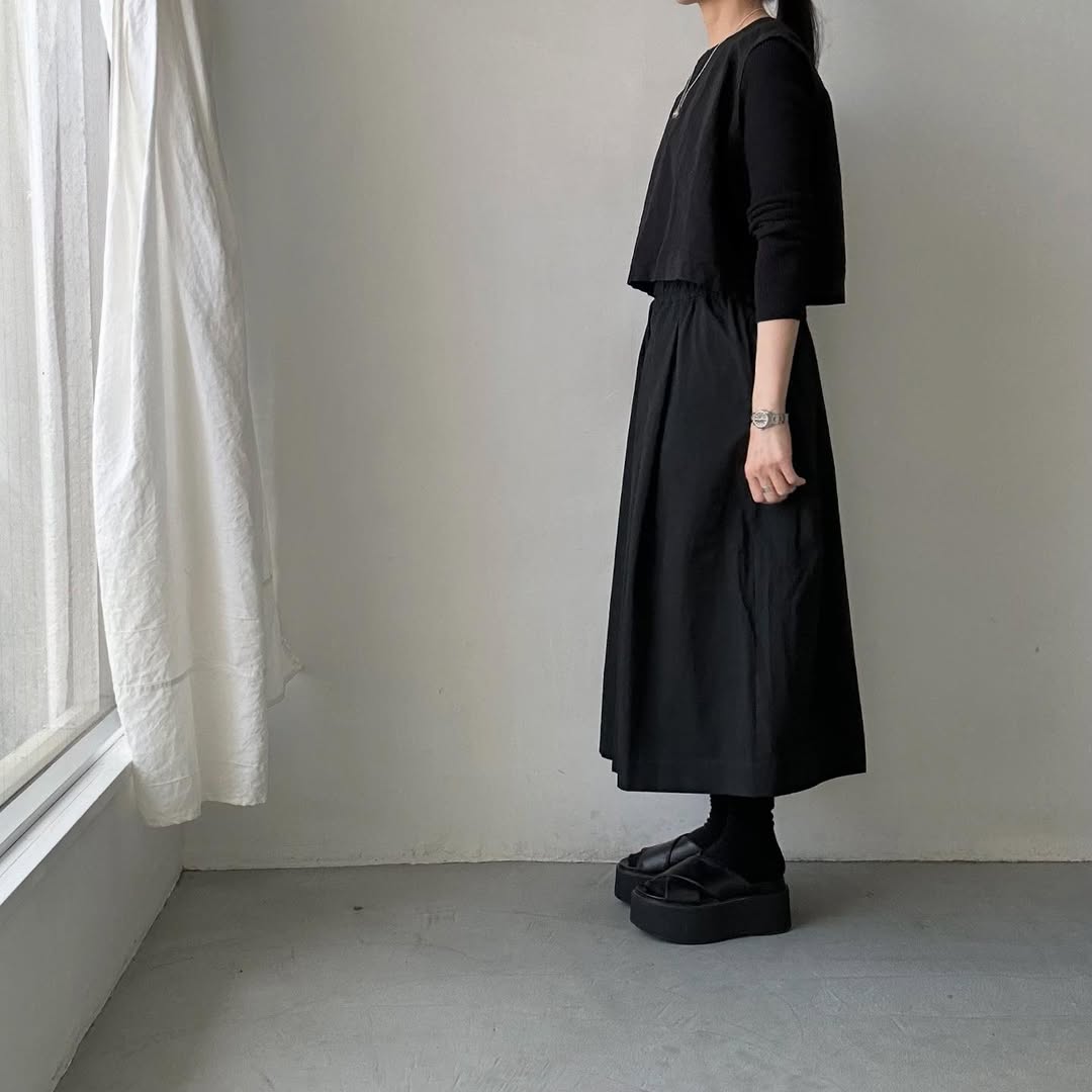 Linenya コットンタックスカート ブラック